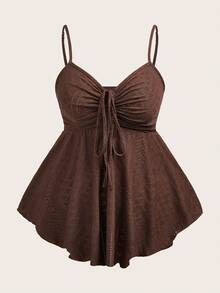 SHEIN EZwear 女士巧克力棕色针织吊带背心 - 巧克力棕 - 查看 1