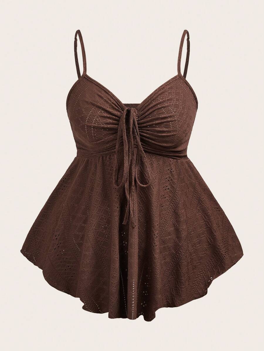 SHEIN EZwear 女士巧克力棕色针织吊带背心 - 巧克力棕 - 查看 1