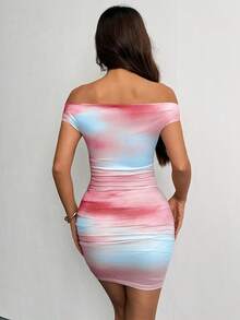 Selianne Sexy Off-Shoulder Ruched Mini Dress - Hot Pink - View 2