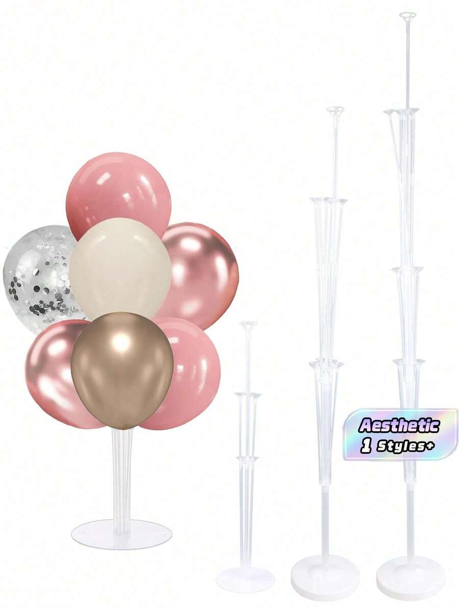 SHEIN 1 set Perlengkapan Dudukan Balon Ulang Tahun, Dudukan Balon dengan Alas dan Tiang untuk Dekorasi Pesta Pernikahan dan Ulang Tahun 70/130/160cm. Alas dapat diisi dengan air untuk menahan tiang balon. - Putih - View 1