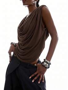 LYSMO 2026 New Minimalist Solid Color Backless Camisole Top For Women, Coffee Brown - Coffee Brown - View 3