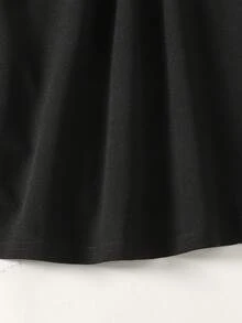 SHEIN 少女无袖A字连衣裙，胸部和肩部有褶皱设计，蓝色，优雅 - 黑色 - 查看 4