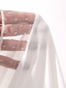 FRIFUL Women's Summer Casual Mesh Patchwork T-Shirt - White - View 3