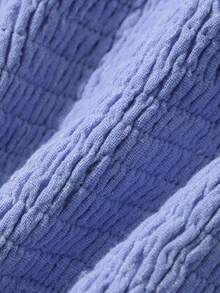 DAZY Blusa elegante de manga corta con volantes y patchwork para mujer, ideal para primavera y verano, fiestas, bodas, días del amante y vacaciones - Azul - Ver 3