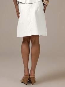 MUSERA Falda midi con botones de talle bajo, primavera-verano, estilo cottage lindo y acogedor, Y2K, casual - Blanco - Ver 5