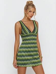 Avantive Robe d'été mini minimaliste décontractée en patchwork de couleurs pour femmes - Multicolore - Voir 6