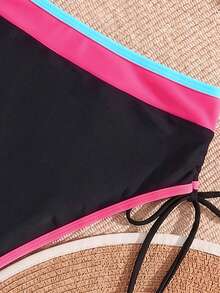 Swim Vcay Bottom de bikini de talla grande para mujer con parches de colores y cordón lateral - Multicolor - Ver 4