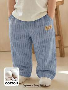 Cozy Pixies Colorful Striped Decor Elastic Waist Casual Pants For Young Boys, Versatile & Comfortable, Suitable For Outdoor, Party, Beach Holiday - Multicolor - View 8
