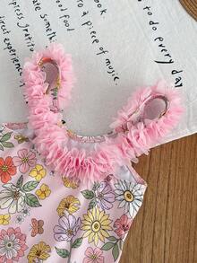 Emery Rose Kids Emery Rose Kids 女童針織條紋蝴蝶結設計3D花卉連身泳衣 女童花卉印花泳衣 女童條紋泳衣 連身泳衣 女童粉色連身泳衣 女童泳衣，兒童 - 淺粉色 - 查看 3