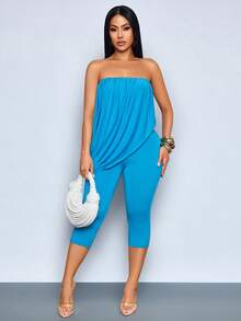 SOLERSUN Bộ jumpsuit lửng ôm sát xếp ly trễ vai dành cho nữ, trang phục 2 trong 1 thoải mái cho mùa hè đi chơi, bộ jumpsuit lửng bất đối xứng trễ vai mùa hè Y2K dành cho nữ, quần lửng ôm sát 2 mảnh cho câu lạc bộ, tiệc tùng, kỳ nghỉ, bộ jumpsuit lửng bất đối xứng xếp ly trễ vai mùa hè 2025 dành cho nữ, quần lửng ôm sát thoải mái cho nữ đi chơi. - Màu xanh lam - Xem 7