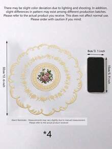 1 pieza/4 piezas Tapete de mesa de poliéster, decoración bordada para mesa de comedor, aislamiento térmico, anti-arañazos, anti-polvo, adecuado para bodas, fiestas, regalos, cumpleaños, Navidad - Beis - Ver 15