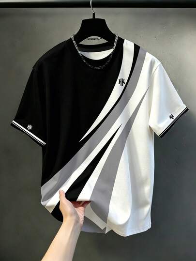 KRYTIVO Duck Pattern Print Design On Abdominal Muscles, Men's Fashionable Summer Casual Sportswear, Men's Top