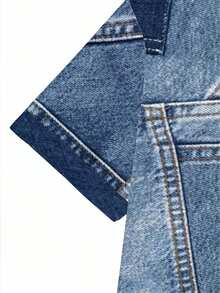 Manfinity Dauomo Áo thun nam tay ngắn cổ tròn in họa tiết giả denim - Nhiều màu - Xem 4