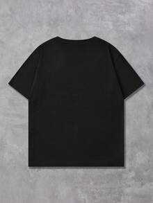 ROMWE MEN Street Life Kaos Lengan Pendek Pria Gaya Retro Street Silhouette dengan Cetakan Gambar Termal, Musim Panas - Hitam - View 3