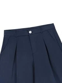 PAVTROS Pantalones anchos blancos para hombre, de corte holgado, pantalones versátiles y de moda - Azul Marino - Ver 6