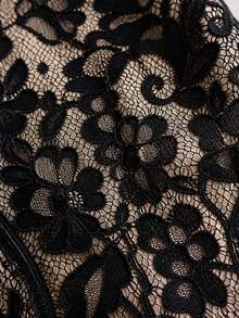 Lavishia Women's Solid Color Front Button Lace Crop Top With Side Slit Hem,Summer Top - Black - View 7
