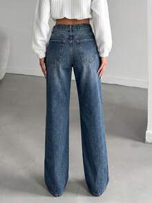 Modern Classic Blue Denim Woman Pants - Blue - View 2