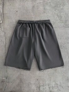 AXEPEAK Quần short nam màu trơn, thêu họa tiết, có túi xéo, kiểu dáng thường ngày. - Xám - Xem 3