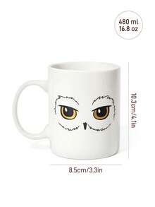 HARRY POTTER X SHEIN 1pc 10.14oz/300ml Cartoon Pattern Printed Ceramic Mug, Suitable For Holding Water, Milk, Juice, Coffee, Tea, Owl, Hedwig, Magic - White - View 7
