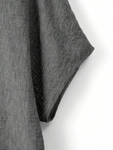 SHEIN Camisa casual de talla grande, primavera/verano - Gris Oscuro - Ver 4