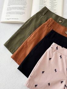 SHEIN 男童简约廓形三件套长裤短裤套装，卡其色、黑色、军绿色、马匹印花，休闲校园风，舒适百搭的柔软面料，适合日常穿着、旅行、度假、海滩度假、春夏季节。 - 藍色 - 查看 6