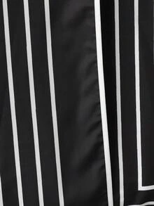 Formidée Plus Size Black & White Striped A-Line Skirt, Summer Fall - Black - View 7