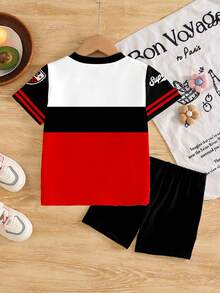 Bộ đồ đua xe 2 món cho bé gái, gồm áo thun ngắn tay và quần short, thoải mái và thời trang. Thích hợp cho bé gái mọi mùa, ở nhà, đi nghỉ mát, lễ hội, không khí mùa xuân, áo, quần short, SS26, thời trang SS26 mới, bộ đồ, áo mùa hè, trang phục mùa hè. - Nhiều màu - Xem 3