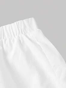 SHEIN MOD Chân váy nữ hai lớp xếp ly, cạp chun, chất liệu cotton. - trắng - Xem 3