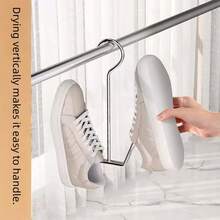 Estante de secado de zapatos de acero inoxidable, percha de gancho a prueba de viento para uso en balcón exterior y hogar - Plateado - Ver 1