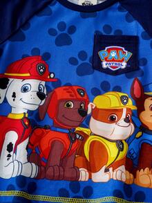 SHEIN | PAW Patrol 卡通印花休闲百搭日常短袖T恤，适合小男孩 - 藍色 - 查看 4
