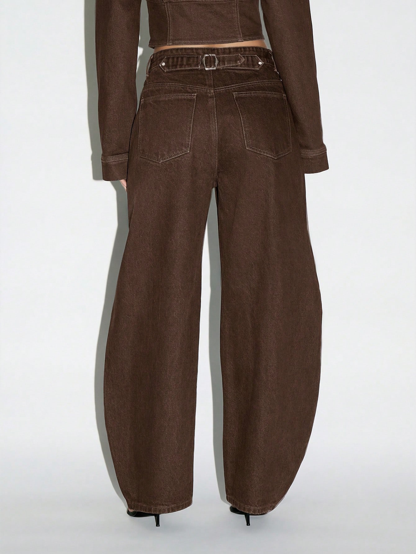 High Waisted Barrel Leg Raw Denim Jeans