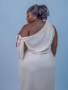 CurvyTilda Einfarbiges Kleid in Große Größen, Lässig & Urlaubsmode für den Alltag, Frühling/Sommer - Aprikosenfarben - Übersicht 5