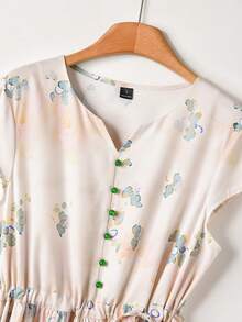 Rusticease Women's Pink Floral Summer Boho Beach Vacation Dress, Holiday Long Sleeve Printed Cinched Waist A-Line Elegant Party Graduation Country Casual Outfits - Multicolor - View 7