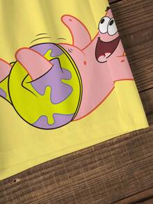 SpongeBob SquarePants | SHEIN 男童夏季休闲度假及日常通勤卡通印花撞色短袖T恤和短裤套装 - 白色 - 查看 3