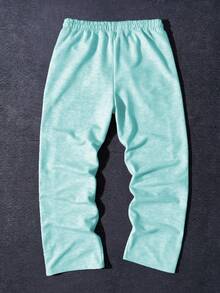 Manfinity Roghcode Pantalones de chándal casuales de hombre con cintura con cordón y cremallera en el bajo, de color contrastante - Azul menta - Ver 2