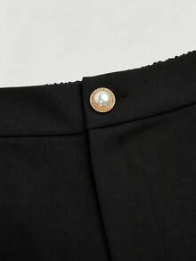 GlowEve CURVE Plus Size Pleated Casual Wide Leg Shorts - Black - View 6