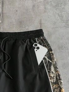 AXEPEAK Quần short nam in họa tiết, cạp chun, kiểu dáng thường ngày, thích hợp cho mùa xuân/hè. - Nhiều màu - Xem 4
