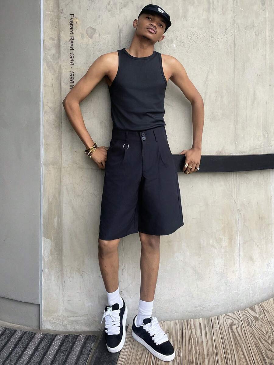 Ngobest Haus Ngobest Haus 男士休闲宽松短裤,商务办公短裤,送给男朋友或丈夫的礼物 - 黑色 - 查看 1