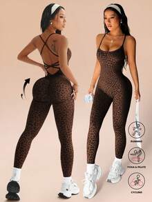 Solea Cove Solea Cove H1194 无缝灰白运动连体服 - 棕色 - 查看 4