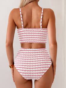 Swim Basics Conjunto de bikini texturizado de dos piezas para mujer, multicolor, para vacaciones casuales - Multicolor - Ver 2