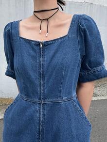 FRIFUL Mono vaquero casual para mujer, primavera/verano - Azul - Ver 5
