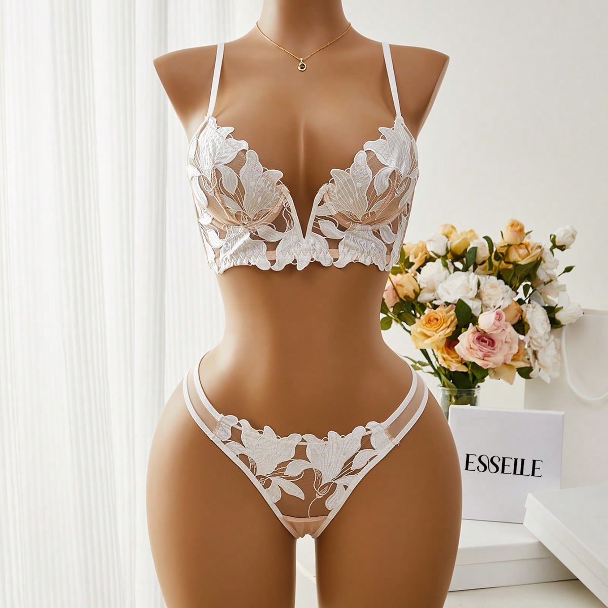 Piezas Conjunto de lencería sexy clásica francesa de sostén y panty
