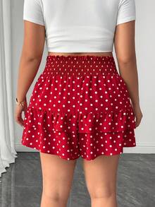 Elenzga Quần short cỡ lớn màu đỏ trắng tối giản dễ thương, phù hợp cho mùa xuân, hè và thu. - Đỏ và trắng - Xem 2