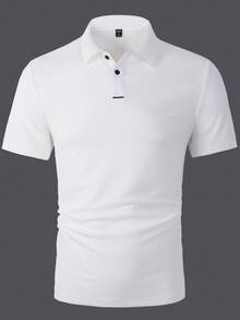 Manfinity Homme Men Contrast Trim Polo Shirt, For Golf - White - View 7