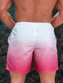 Palasendo Men's Gradient Drawstring Waist Beach Shorts (Printed Irregular Pattern), Summer - Multicolor - View 2