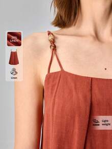 Ontre Áo camisole nữ màu trơn, thiết kế xếp ly, kiểu dáng thường ngày. - màu nâu - Xem 5