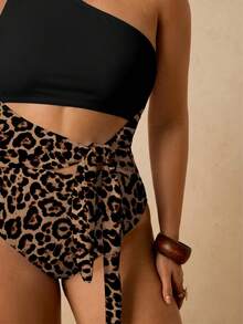 Travachic Plus Size Retro Leopard Print Contrast Color One-Piece Swimsuit, Beach Bathing Suits For Women One Piece Swimsuit Women - Multicolor - View 4