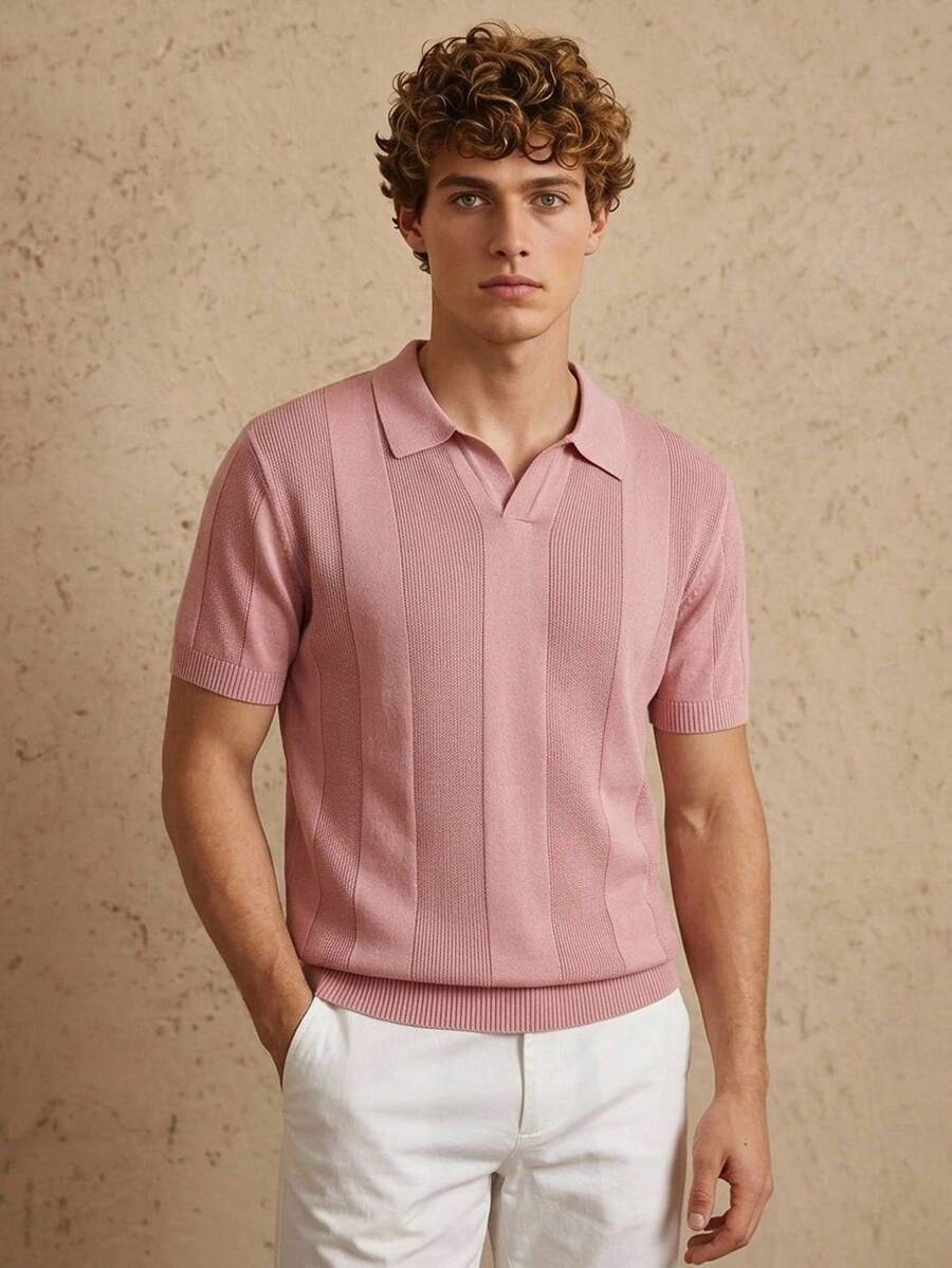 Manfinity CityGents 男士纯色 Polo 领短袖休闲针织上衣 - 彩色 - 查看 1