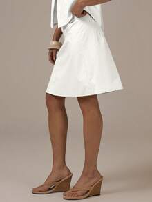 MUSERA Falda midi con botones de talle bajo, primavera-verano, estilo cottage lindo y acogedor, Y2K, casual - Blanco - Ver 4