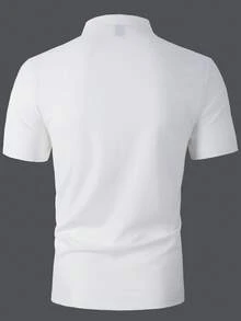 Manfinity Homme Men Contrast Trim Polo Shirt, For Golf - White - View 2